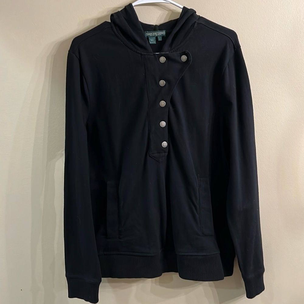 Ralph Lauren black hooded long sleeve half way zip and snap sweatshirt size L